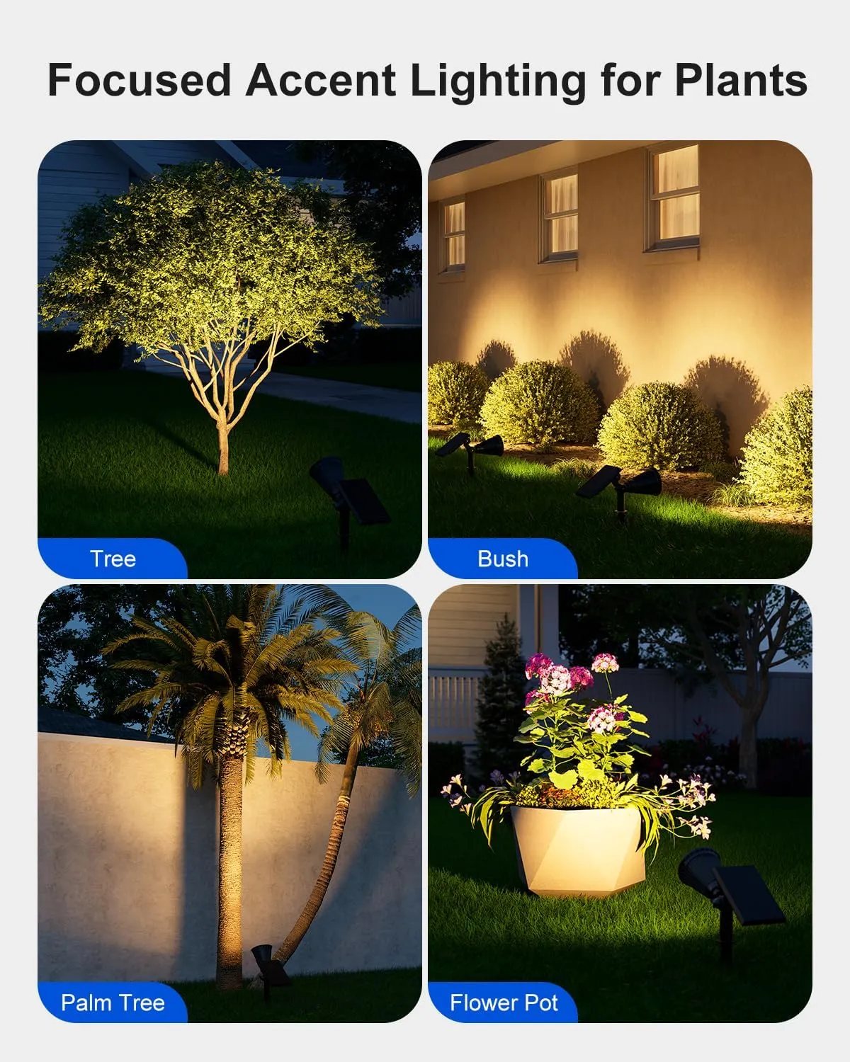 Solar Spot Lights Outdoor Waterproof for Flag, Tree, Plant, Sign, Statue, Mailbox, Bright LED Outside Landscape Flood Spotlights for Ambient Uplighting Yard, Garden, House, Backyard, Patio, Pathway