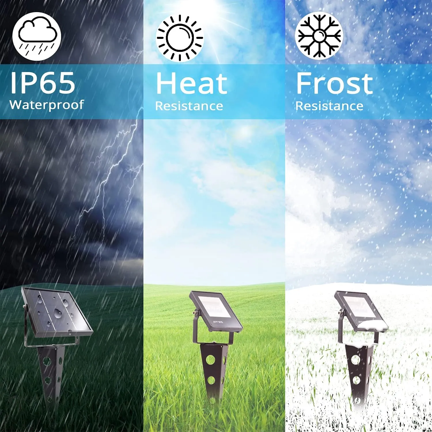 Solar Spot Lights Outdoor,ZETA Waterproof Metal Cool White 3-in-1 Auto On/Off Dusk to Dawn Uplights Decoration SpotLights for Outside House Trees Garden Yard Driveway Porch Walkway Flag Pole Lawn