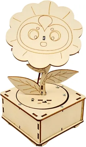 Solar Tracking Wooden Sunflower Science Building Kit - Interactive STEM Project at School with Light Sensors and Motor Circuit Kit - Educational Learning Fun for Kids Aged 13 and up