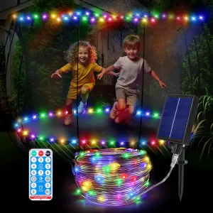 Solar Trampoline Rope Lights, for 8 9 10ft Trampoline, 120 LEDs Trampoline Accessories with Charging Port for Tree Garden Backyard, 8 Color Modes String Decor Lights for Outdoor Camping Patio Outside