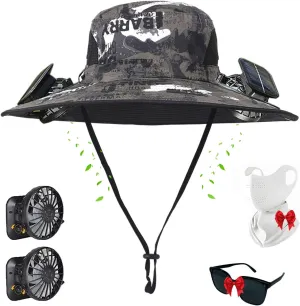 Sombrero Con Ventilador Solar, Collit Fishing Hat with Solar Powered Fans,Ultra Light Collit Solar Fan Sun Hat