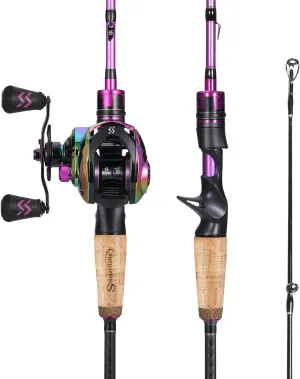 Sougayilang Fishing Rod Reel Combos, Medium Heavy 6'/7' Spinning & Casting Rod with Stainless Steel Guides - Two Pieces