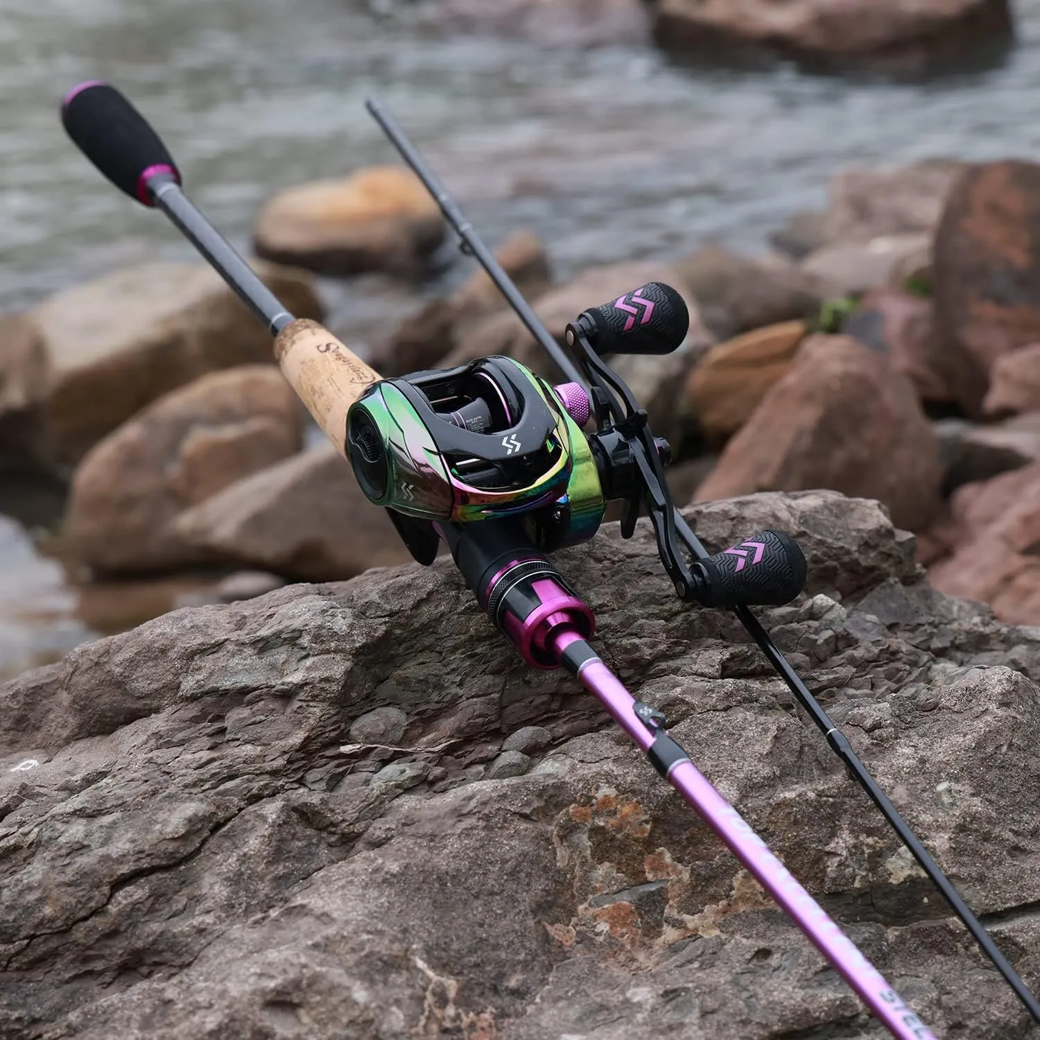 Sougayilang Fishing Rod Reel Combos, Medium Heavy 6'/7' Spinning & Casting Rod with Stainless Steel Guides - Two Pieces