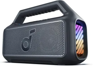 soundcore Boom 2 By Anker, Outdoor Speaker, 80W, Subwoofer, BassUp 2.0, 24H Playtime, IPX7 Waterproof, Floatable, RGB Lights, USB-C, Custom EQ, Bluetooth 5.3, Portable for Camping, Beach, and Backyard