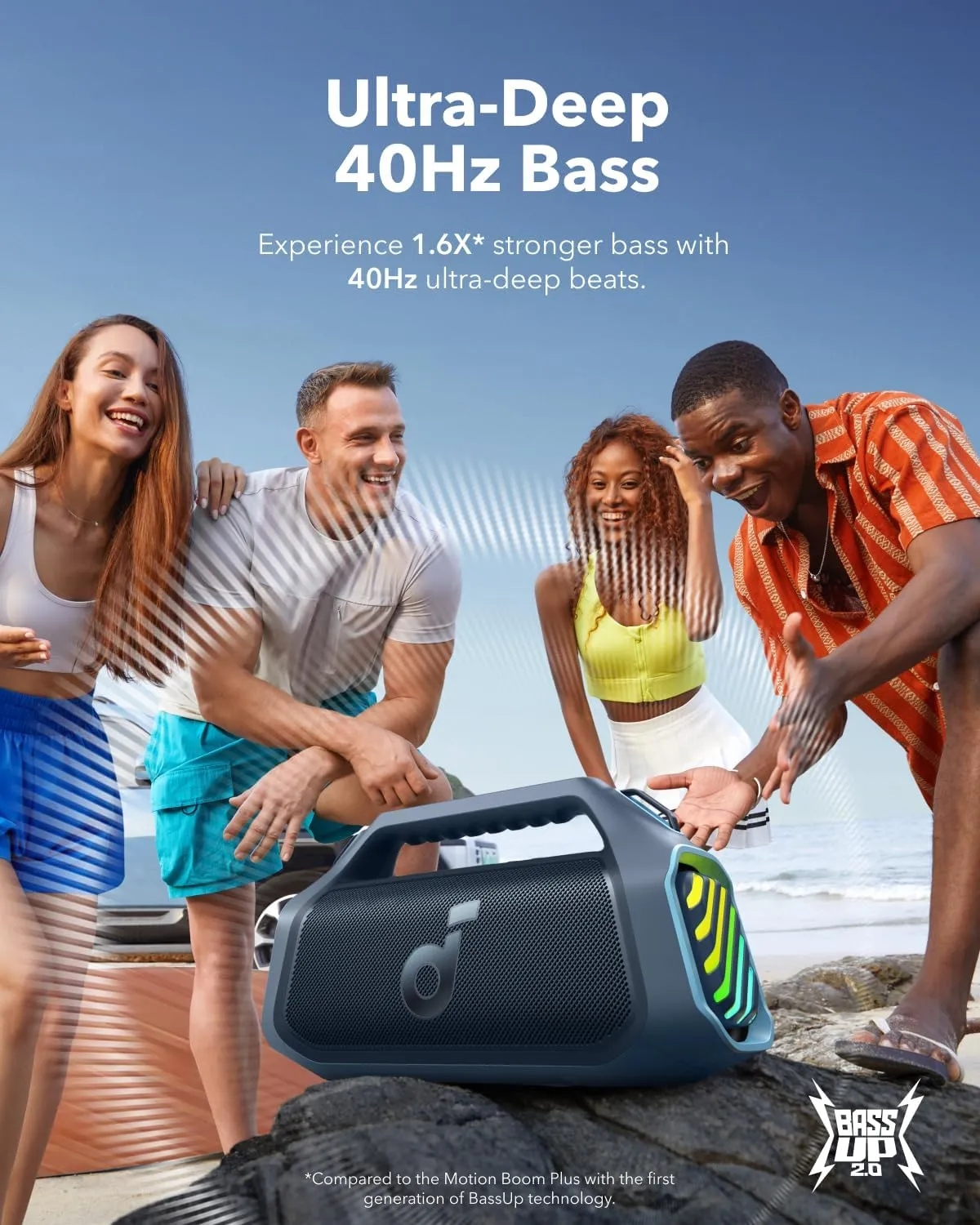soundcore Boom 2 Plus By Anker, Outdoor Speaker, 140W, 2 2 Channel, BassUp 2.0, 20H Playtime, Fast Charge, IPX7 Waterproof, RGB Lights, Power Bank, Bluetooth 5.3, Portable for Outdoors, Camping, Beach