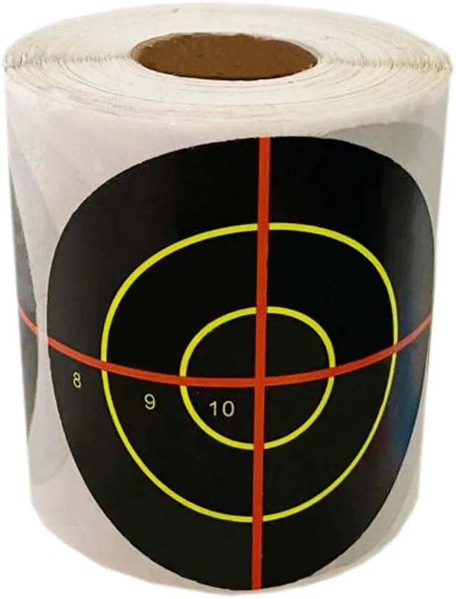 Splatter Targets for Shooting 3 Inch Reactive Paper Target Stickers 250 Self Adhesive Target Roll for BB Gun, Pellet Gun, Airsoft, Pistol, Rifle Shooting Practice