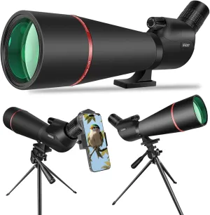 Spotting Scope 25-75x80 HD with Tripod Carrying Pouch and Quick Cell Phone Holder, Clear Image with BAK4 Prism Spotting Scopes for Target Shooting, Bird Watching, Hunting, Wildlife Viewing (Black)