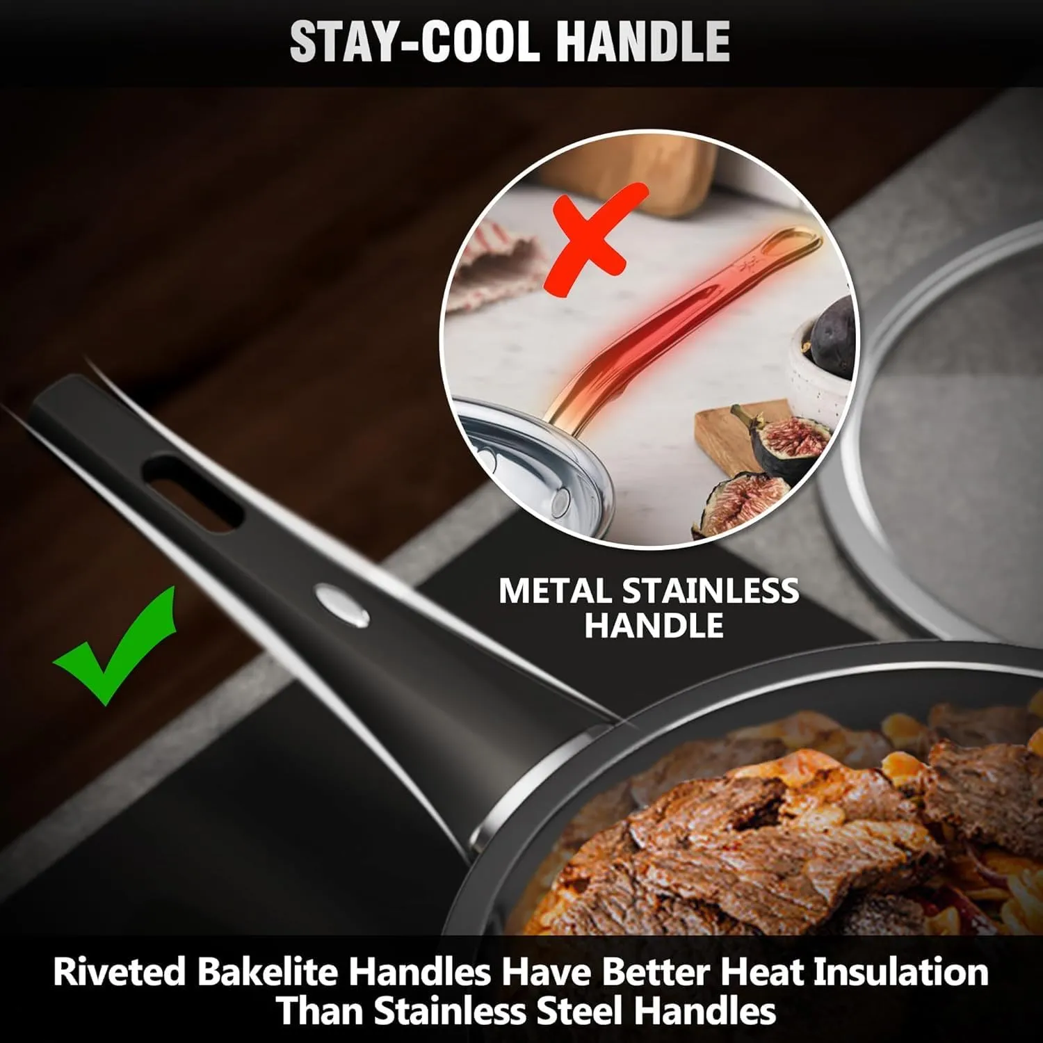 Stainless Steel Cookware Set, 14-Piece Pots and Pans Set, Kitchen Cookware Set with Stay-Cool Handle, Non-Toxic, Dishwasher Safe & Compatible with All Stovetops (Gas, Electric & Induction)