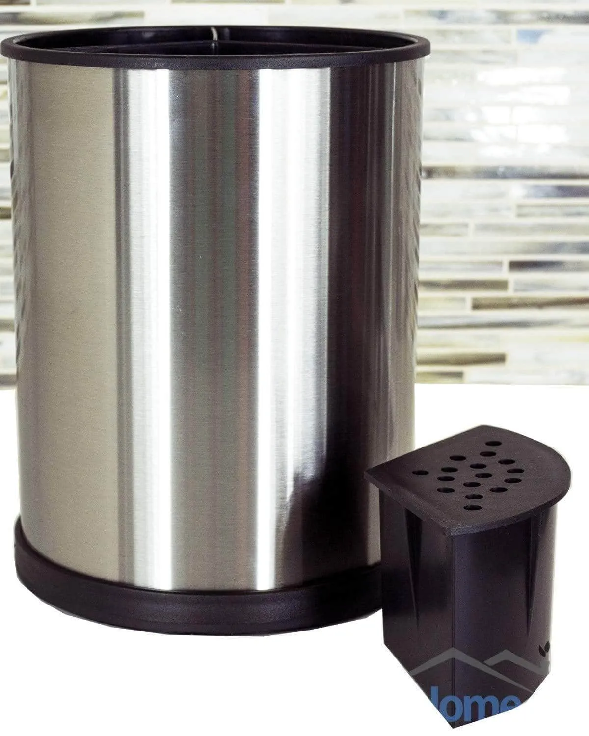 Stainless Steel Kitchen Utensil Holder – Rotating Cooking Utensil Holder Made From Fingerprint Resistant Brushed Stainless Steel