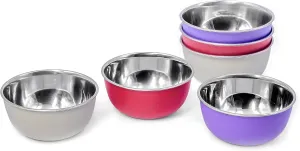 Stainless Steel Microwave Safe Bowls 6 Pieces Set (12Cm, 6 Pieces Set), 300 Milliliter - 300 Ml