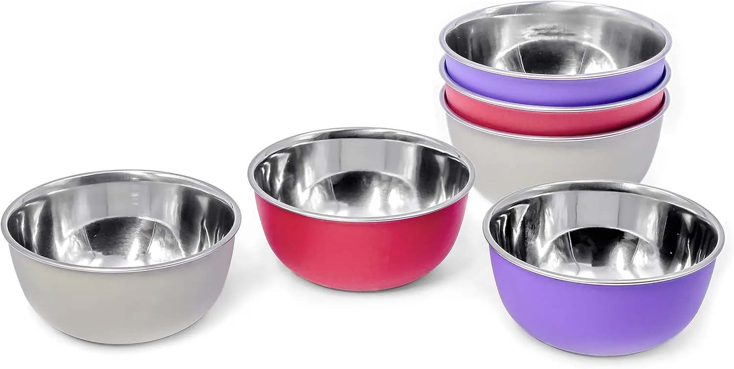 Stainless Steel Microwave Safe Bowls 6 Pieces Set (12Cm, 6 Pieces Set), 300 Milliliter - 300 Ml