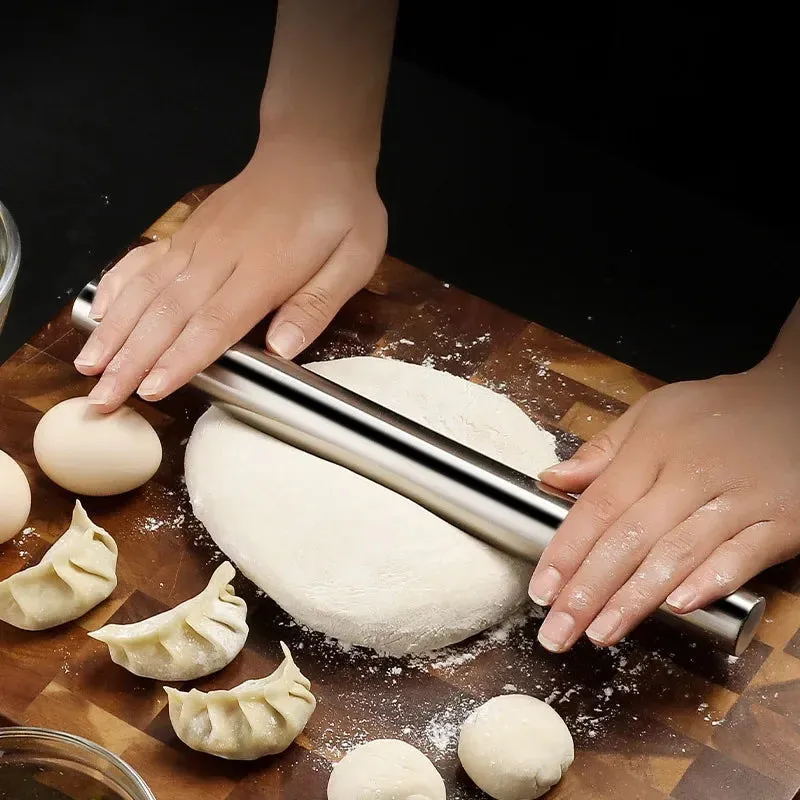 Stainless Steel Rolling Pin Baking Bread Pastry Roller Non-stick Baking Tool Cooking Pizza Cookie Cannoli Tubes Kitchen Utensils