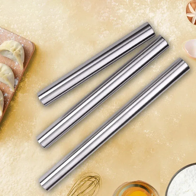 Stainless Steel Rolling Pin Baking Bread Pastry Roller Non-stick Baking Tool Cooking Pizza Cookie Cannoli Tubes Kitchen Utensils