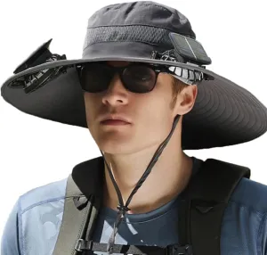 Steadilty 2025 New Ultralight Solar Fan Sun Hat,Fishing Hat UPF 50  Wide Brim Solar Powered Fan Cooling Hat