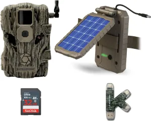 Stealth Cam Fusion X 26 MP Trail Camera Wireless Hunting with Night Vision (AT&T) Bundle with Card Reader, 32GB SDHC Memory Card and Solar Panel (4 Items)