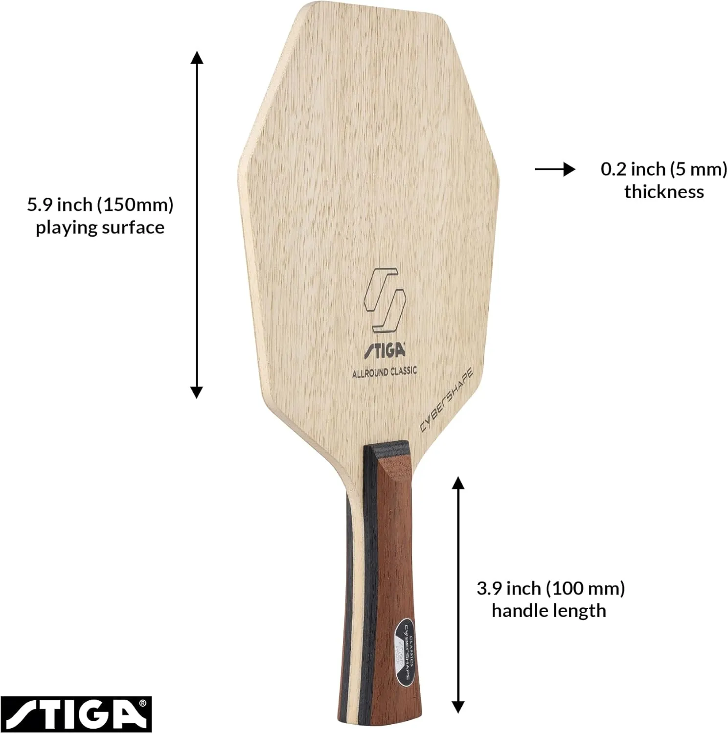 STIGA Cybershape Allround Classic Table Tennis Blade, Wood Blade for Beginner & Experienced Players