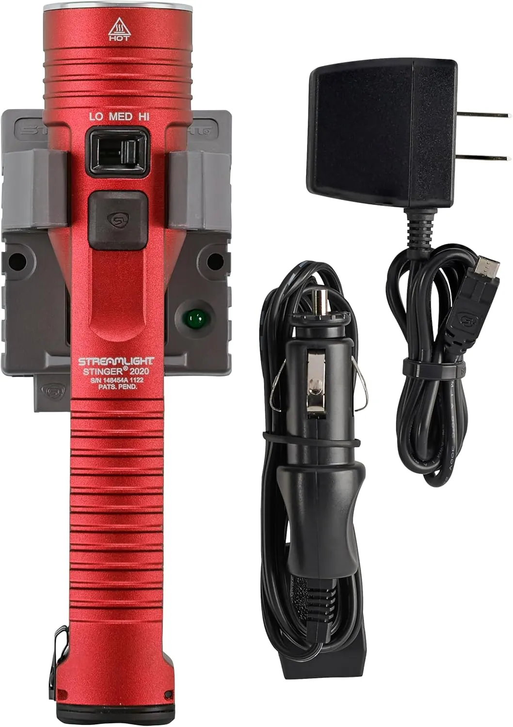 Streamlight 78121 Stinger 2020 2000-Lumen Rechargeable Professional Flashlight with 120V AC/12V DC 1 Holder Charger, Red