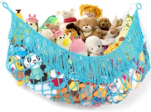 Stuffed Animal Hammock - Extra Large 56'' Long, Stuffed Animal Storage, stuffed animal Holder net, Toy Hammock Large, Toy Storage Hanging Organizer - Blue