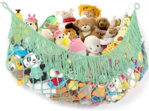 Stuffed Animal Hammock - Extra Large 56'' Long, Stuffed Animal Storage, stuffed animal Holder net, Toy Hammock Large, Toy Storage Hanging Organizer - Matcha green