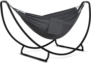 SUNCREAT Hammocks for Outside with Stand, Porch Hammock and Stand, 475 lbs Capacity, Patent Pending, Dark Gray