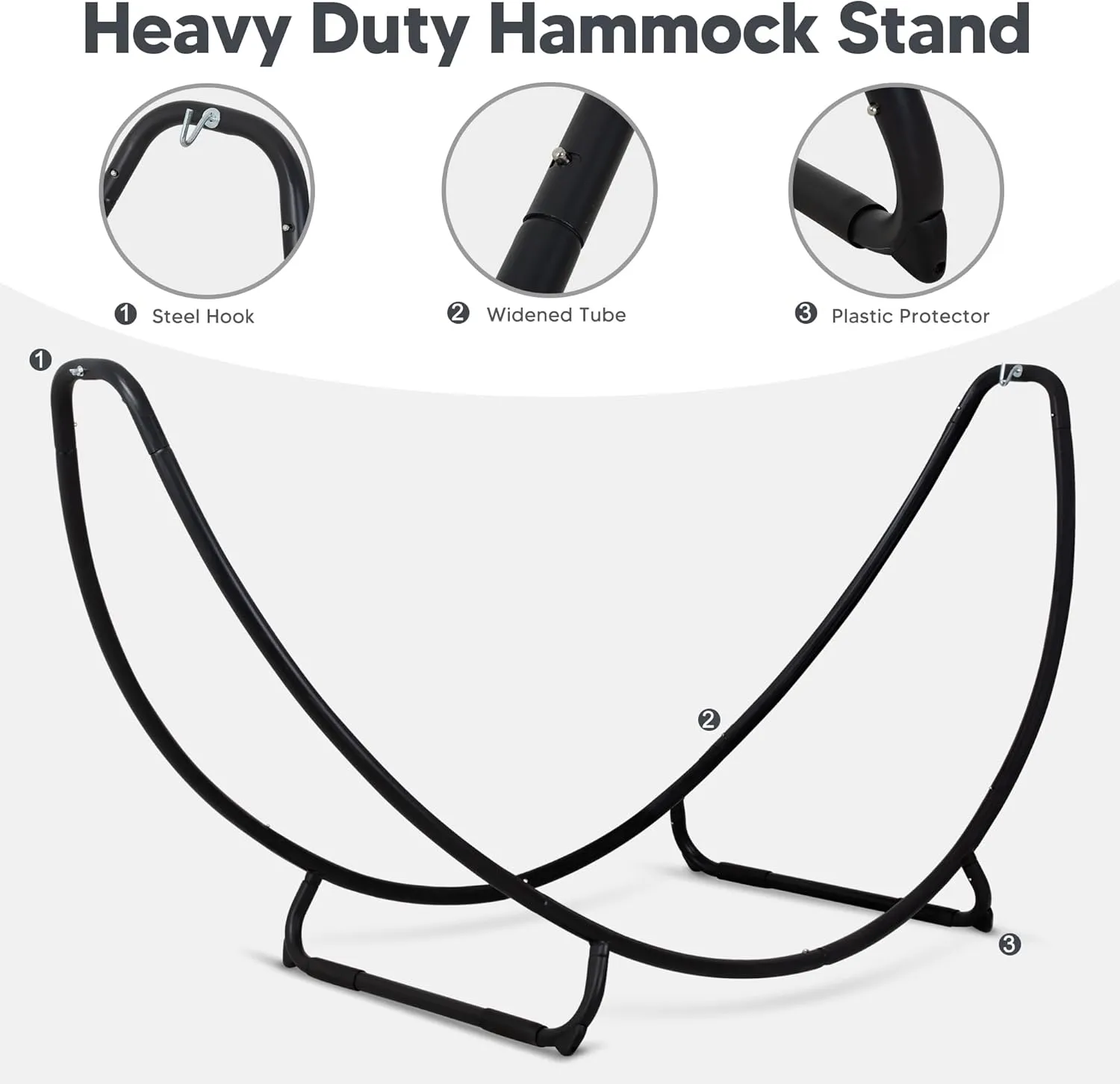 SUNCREAT Hammocks for Outside with Stand, Porch Hammock and Stand, 475 lbs Capacity, Patent Pending, Dark Gray