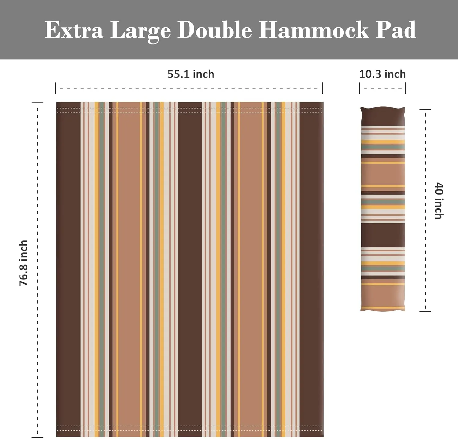 SUNCREAT Outdoor Portable Hammock Pad, 2 Person Polyester Hammock Pad, Brown