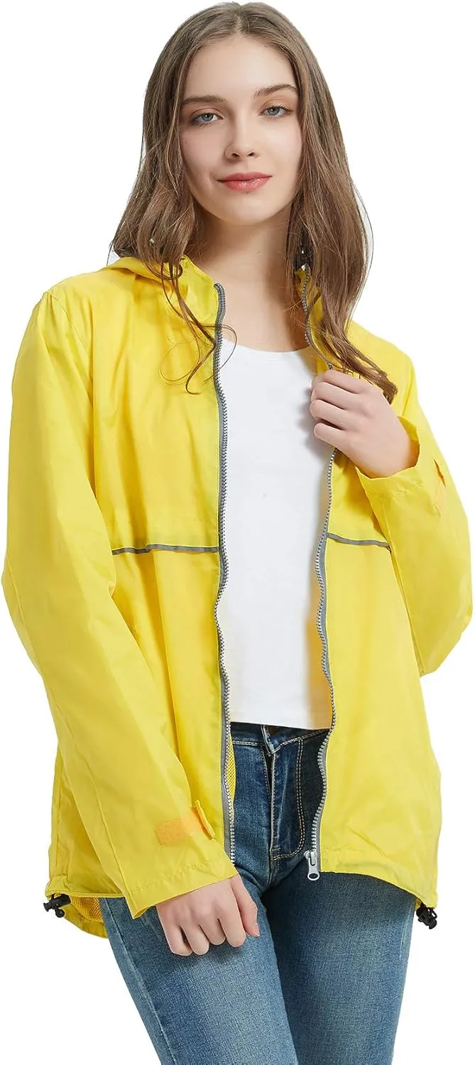 SUNDAY ROSE Women Rain Jacket Lightweight Waterproof Raincoat Hooded Windbreaker