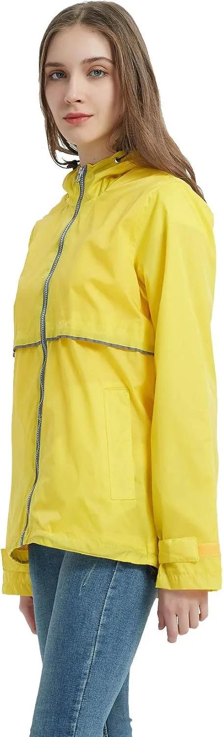 SUNDAY ROSE Women Rain Jacket Lightweight Waterproof Raincoat Hooded Windbreaker