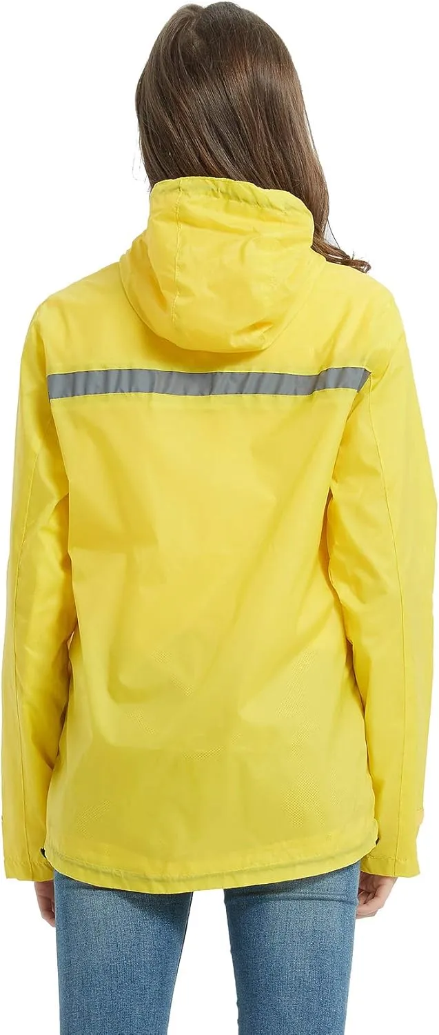 SUNDAY ROSE Women Rain Jacket Lightweight Waterproof Raincoat Hooded Windbreaker