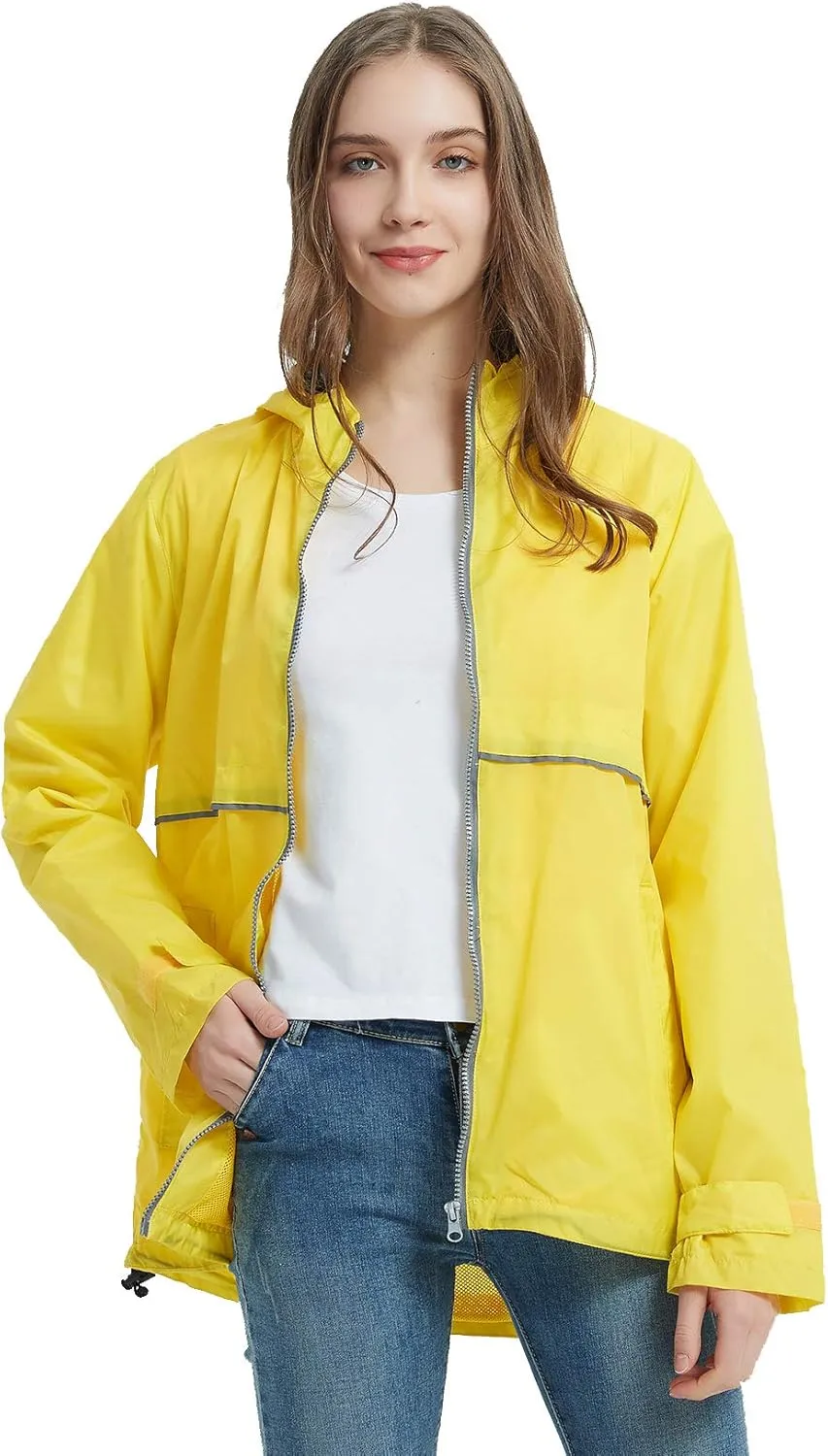 SUNDAY ROSE Women Rain Jacket Lightweight Waterproof Raincoat Hooded Windbreaker