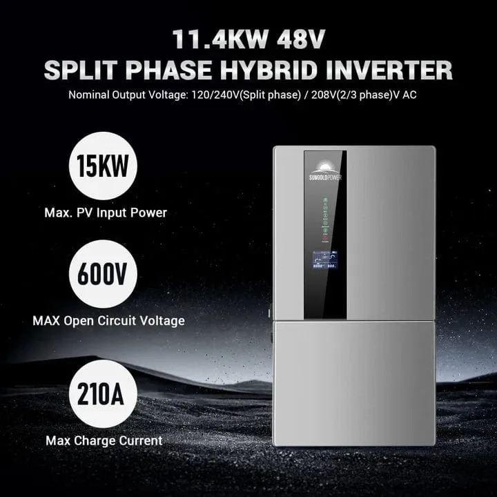 SunGoldPower SGH-11N3E | 11.4KW Hybrid Solar Kit | 48VDC | 30.72KWH Lithium Battery