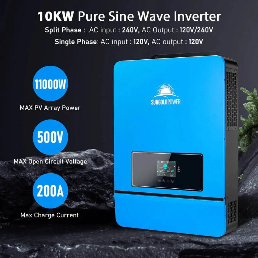 SunGoldPower SGR-10K25S | 10KW Off Grid Solar Kit | 48VDC | 120V/240V