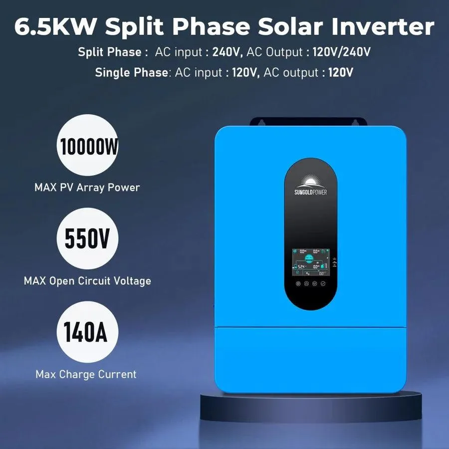 SunGoldPower SGR-6510E | 6500W Off-Grid Solar Kit | 48VDC | 120/240VAC