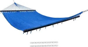 Sunnydaze Soft-Spun Polyester Rope Double Hammock for Outside - 600-Pound Weight Capacity Extra Large Hammock - Blue