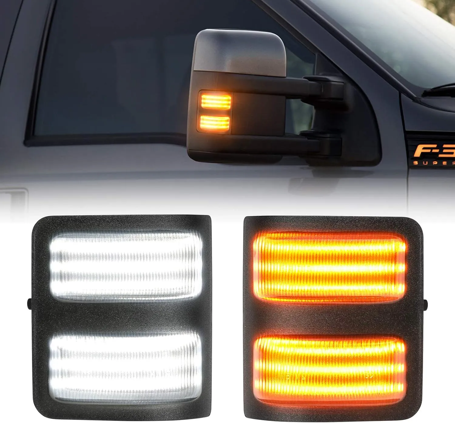 SUPAREE LED Sequential Switchback Side Mirror Marker Running & Turn Signal Light fit For 2008-2016 F250 F350 F450 F550 Super Duty Running light and Turn signal Aftermarket Replacement