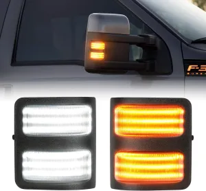 SUPAREE LED Sequential Switchback Side Mirror Marker Running & Turn Signal Light fit For 2008-2016 F250 F350 F450 F550 Super Duty Running light and Turn signal Aftermarket Replacement