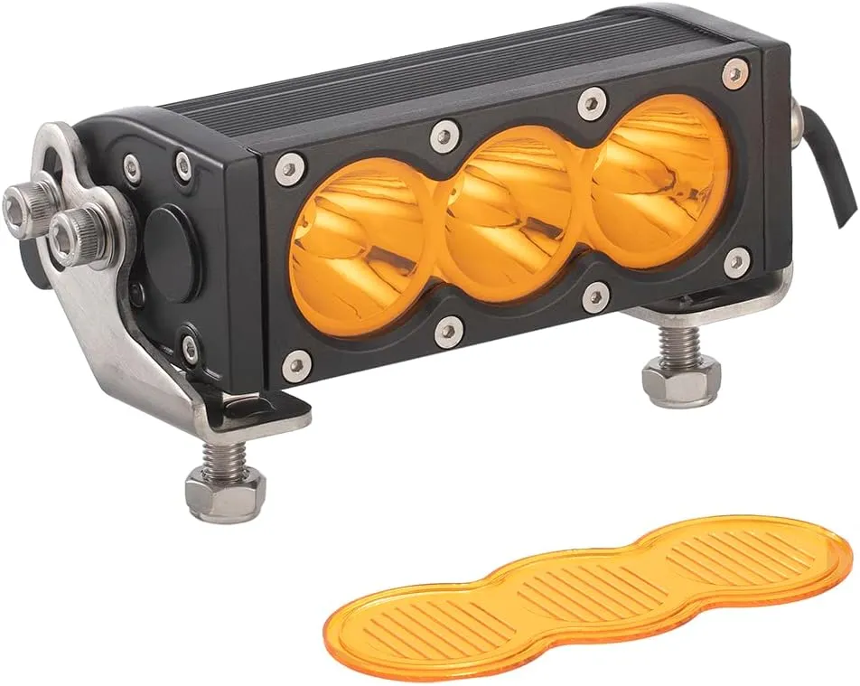 Super Bright Off-Road LED Light Bar 6" Single Row, Amber Long-Range Spot Beam for Headlight High Beam Supplement, 12V/24V DC, Corrosion/Vibration Resistant, Rugged Die-Cast Aluminum Housing, 1-Pack
