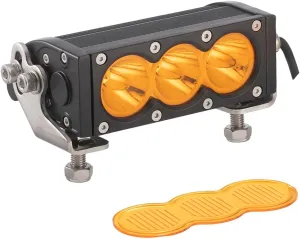 Super Bright Off-Road LED Light Bar 6" Single Row, Amber Long-Range Spot Beam for Headlight High Beam Supplement, 12V/24V DC, Corrosion/Vibration Resistant, Rugged Die-Cast Aluminum Housing, 1-Pack