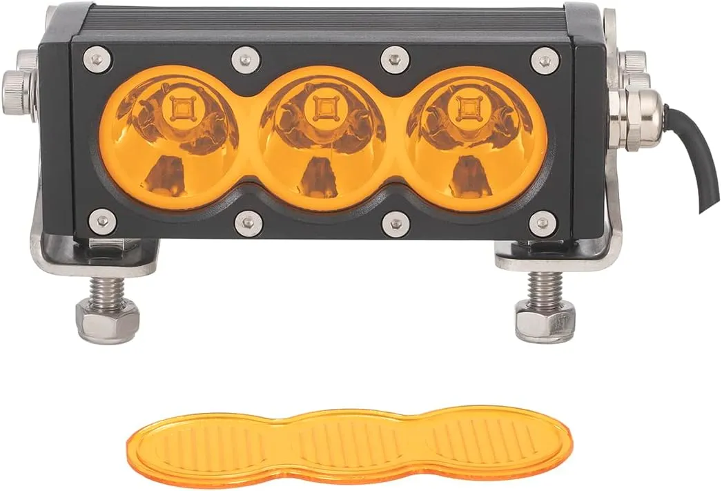 Super Bright Off-Road LED Light Bar 6" Single Row, Amber Long-Range Spot Beam for Headlight High Beam Supplement, 12V/24V DC, Corrosion/Vibration Resistant, Rugged Die-Cast Aluminum Housing, 1-Pack