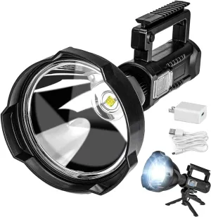 Superbright Big Size Rechargeable LED Handheld Flashlight Spotlight 4 Modes High Power Portable Waterproof Searchlight for Camping Hunting Outdoor (P90 Large Size)