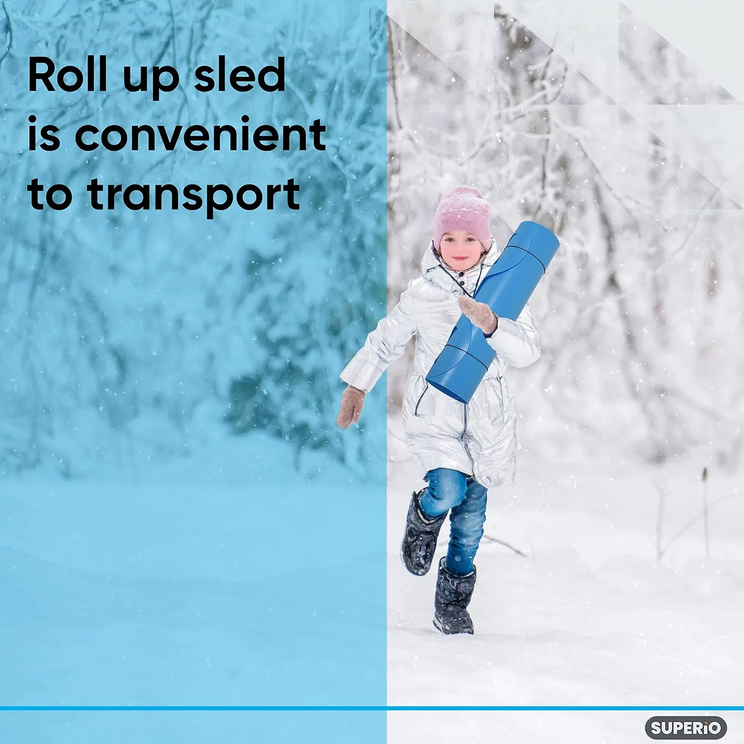 Superio Snow Slider Mat, Flexible Snow Sled Flying Carpet, Roll up Sleds for Kids 36" Lightweight Plastic Snowboard Sled-2 Pack