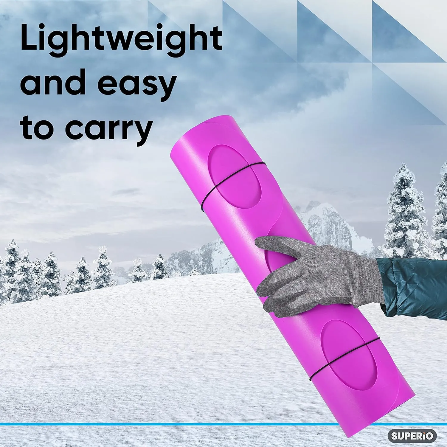 Superio Snow Slider Mat, Flexible Snow Sled Flying Carpet, Roll up Sleds for Kids and Adults 54" Lightweight Plastic Snowboard Sled-2 Pack