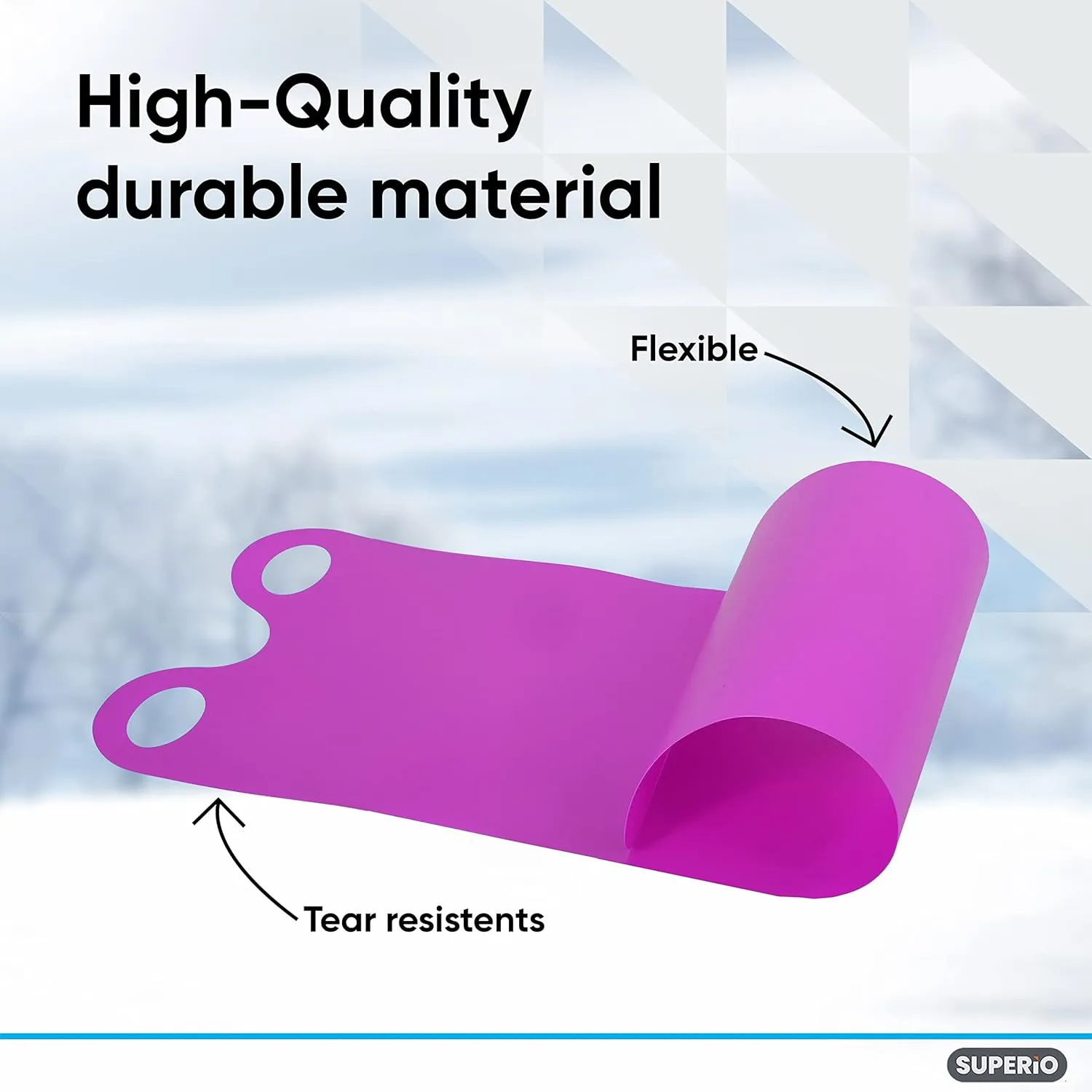 Superio Snow Slider Mat, Flexible Snow Sled Flying Carpet, Roll up Sleds for Kids and Adults 54" Lightweight Plastic Snowboard Sled-2 Pack