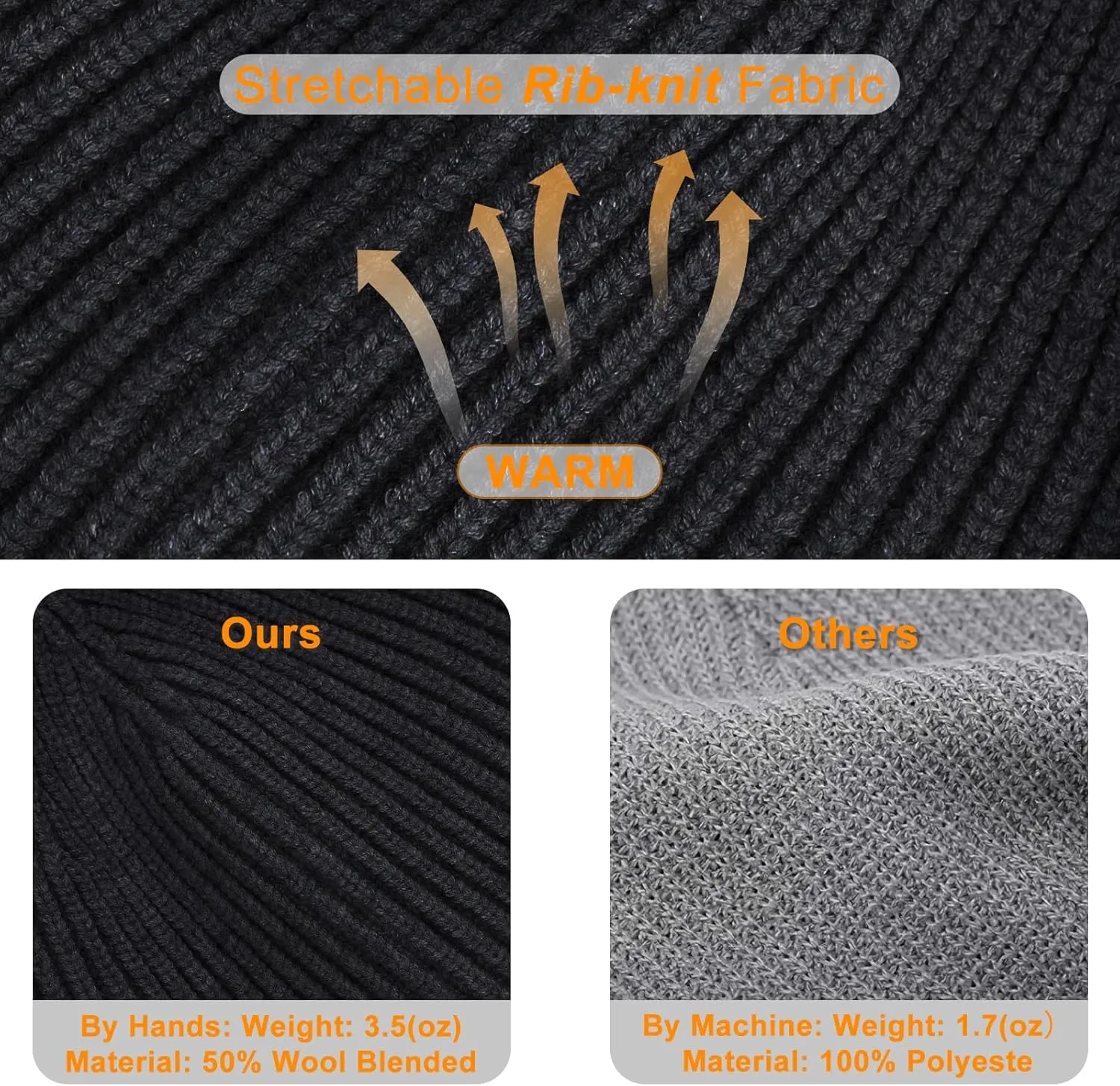 Surblue Fisherman Beanie Winter Knit Hat Roll-up Edge Skullcap for Men Women