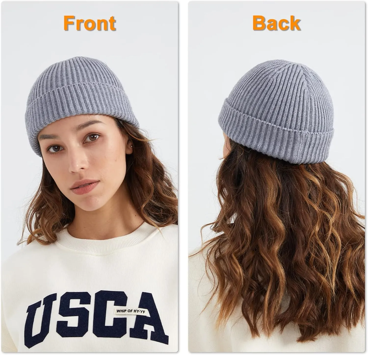 Surblue Fisherman Beanie Winter Knit Hat Roll-up Edge Skullcap for Men Women