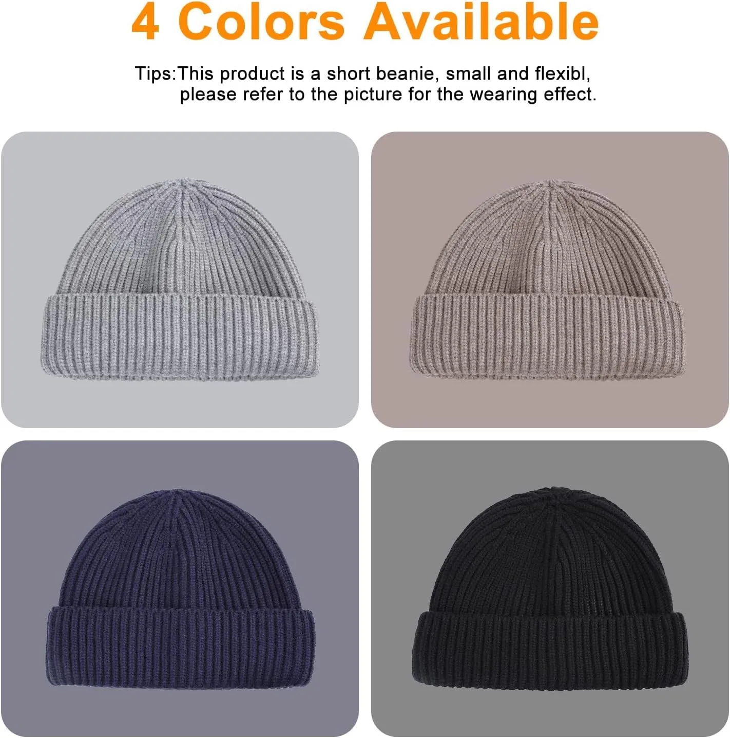 Surblue Fisherman Beanie Winter Knit Hat Roll-up Edge Skullcap for Men Women