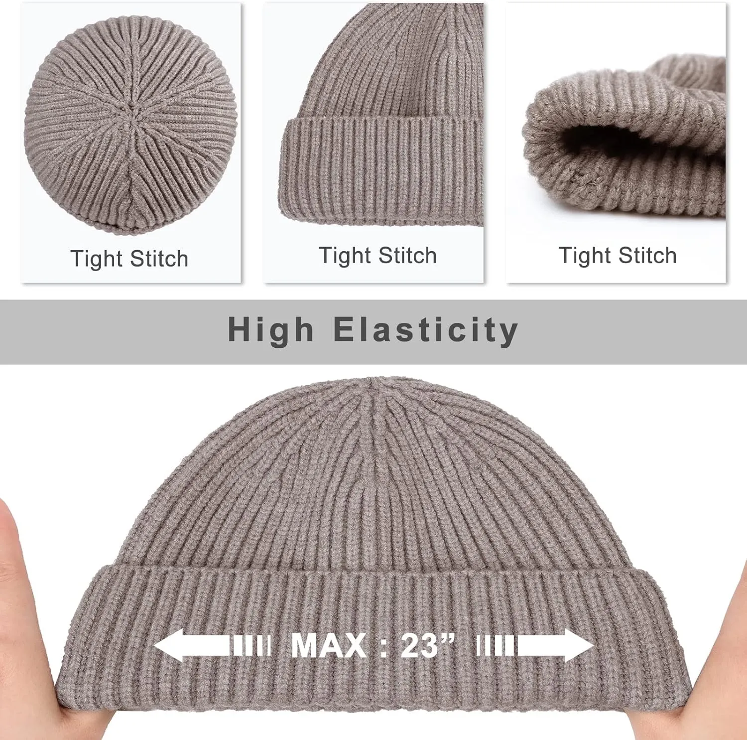 Surblue Fisherman Beanie Winter Knit Hat Roll-up Edge Skullcap for Men Women
