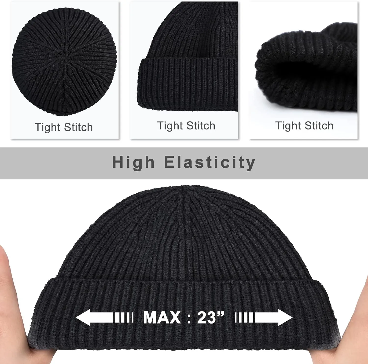 Surblue Fisherman Beanie Winter Knit Hat Roll-up Edge Skullcap for Men Women