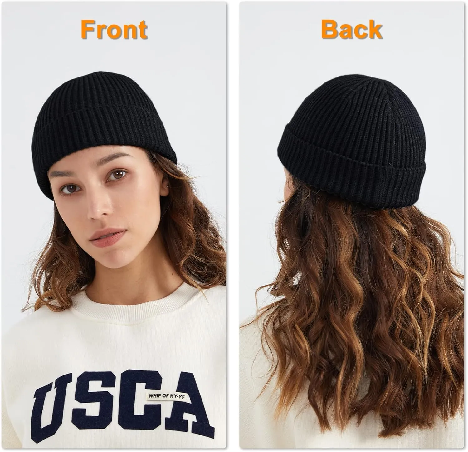 Surblue Fisherman Beanie Winter Knit Hat Roll-up Edge Skullcap for Men Women