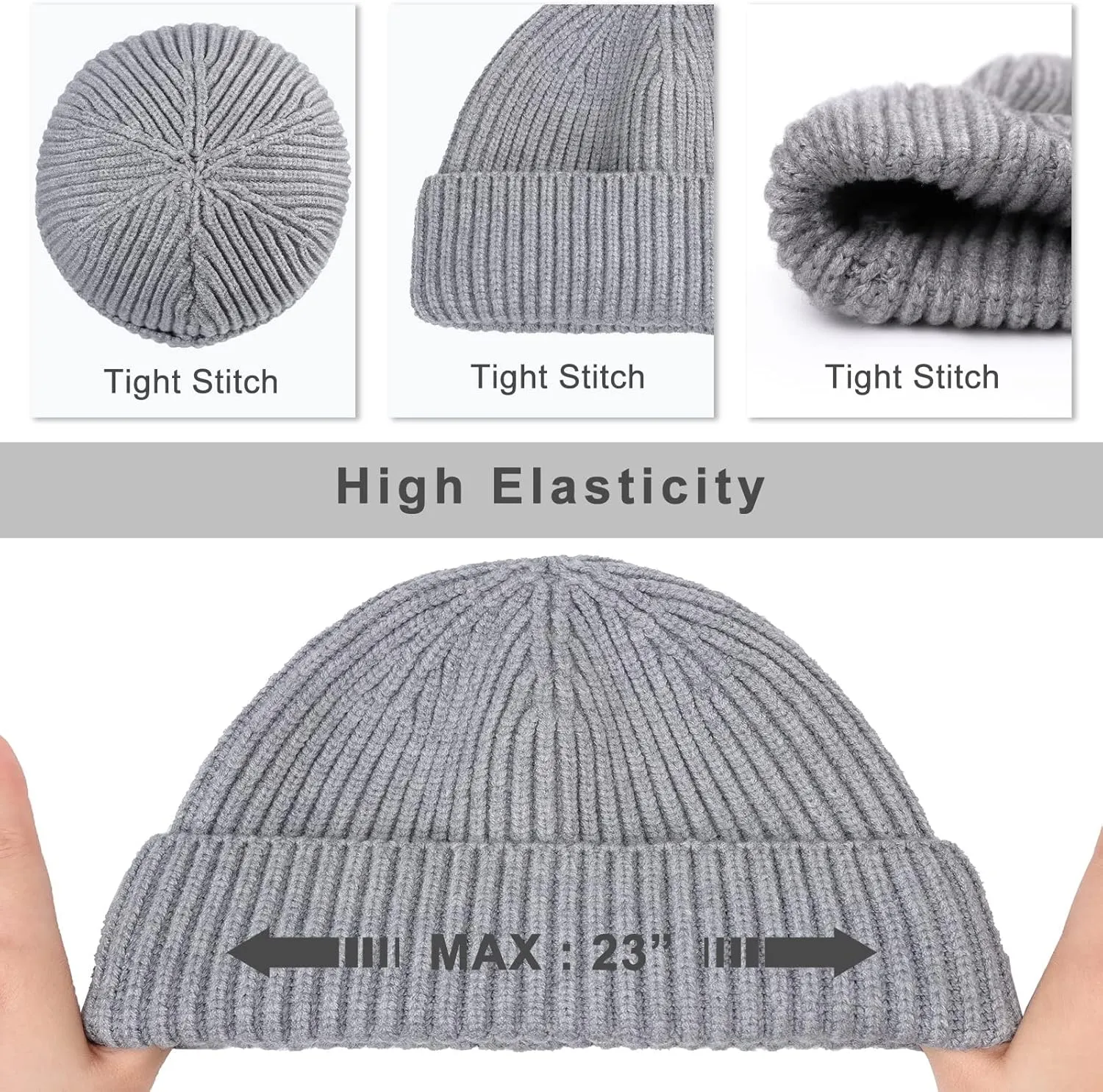 Surblue Fisherman Beanie Winter Knit Hat Roll-up Edge Skullcap for Men Women